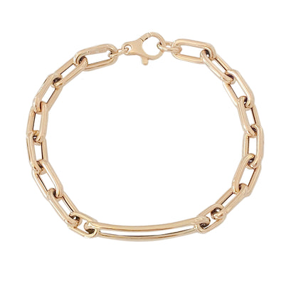 14K Gold Thick Oval Link Open ID Bracelet