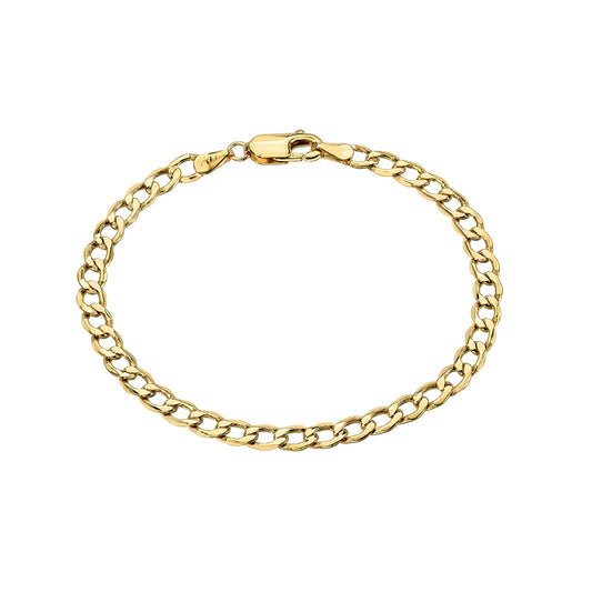 14K Gold Open Curb Link Chain Bracelet, Small Size Links