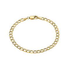 14K Gold Open Curb Link Chain Bracelet, Small Size Links