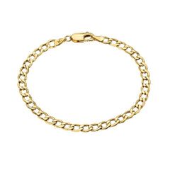 14K Gold Open Curb Link Chain Bracelet, Medium Size Links