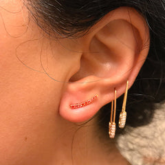 14K Gold Orange Sapphire Climber Arch Earrings