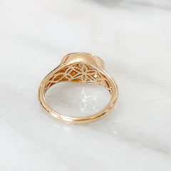 14K Gold Pavé Diamond Daisy Oval Signet Ring ~ LIMITED EDITION