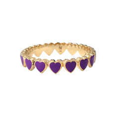 14K Gold Purple Enamel Eternal Heart Ring