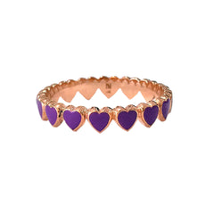 14K Gold Purple Enamel Eternal Heart Ring