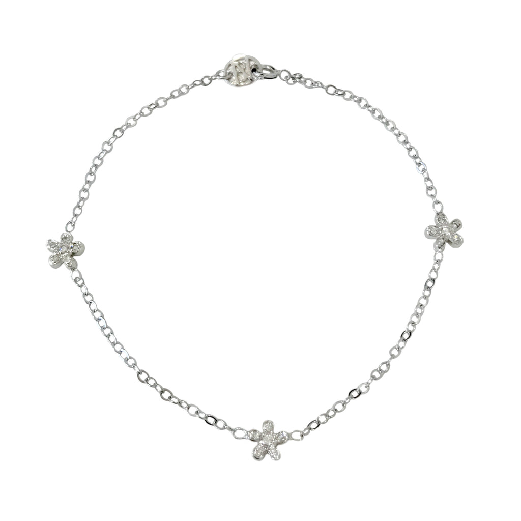 Open Daisy Charm Bracelet, Sterling Silver and 14K Yellow Gold