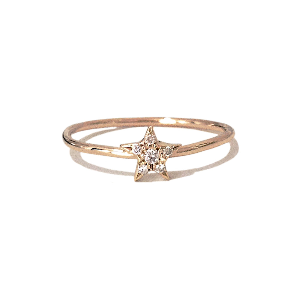 14K Gold Pavé Diamond XS Star Ring