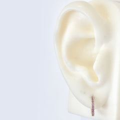 14K Gold Pavé Purple Sapphire Large Size (12mm) Huggie Hoop Earrings