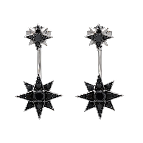 14K Gold Pavé Black Diamond Starburst Stud Earring & Jacket Set