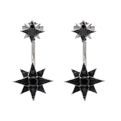 14K Gold Pavé Black Diamond Starburst Stud Earring & Jacket Set