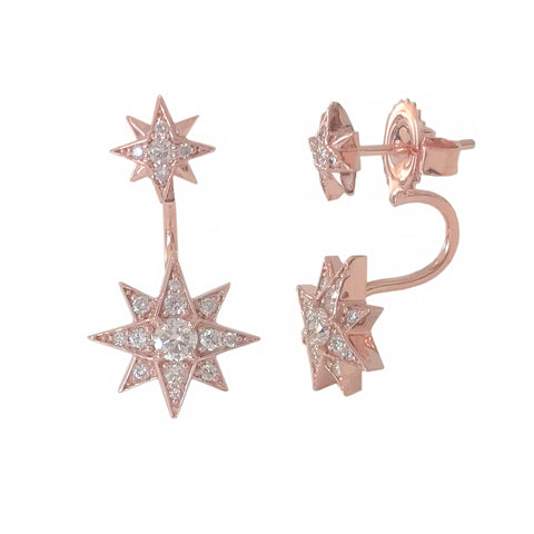 14K Gold Pavé Diamond Starburst Stud Earring & Jacket Set