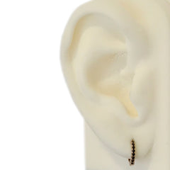 14K Gold Pavé Black Diamond Medium Size (10mm) Huggie Hoop Earrings