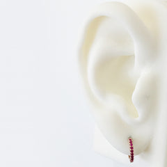 14K Gold Pavé Ruby Medium Size (10mm) Huggie Hoop Earrings