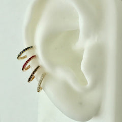 14K Gold Pavé Ruby Small Size (9mm) Huggie Hoop Earrings