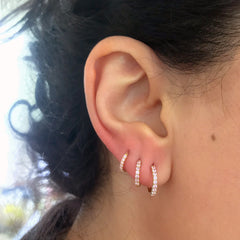 14K Gold Pavé Pink Sapphire Large Size (12mm) Huggie Hoop Earrings
