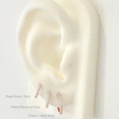 14K Gold Pavé Diamond Medium Size (10mm) Huggie Hoop Earrings ~ In Stock!