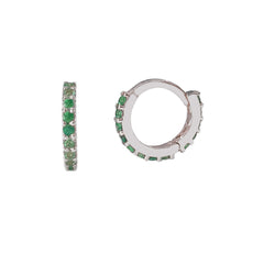 14K Gold Full Pavé Emerald XS Size (8mm) Huggie Hoop Earrings