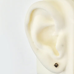 Spike Collection: 14K Gold Pavé Black Diamond Pyramid Spike Stud Earrings, XS Size