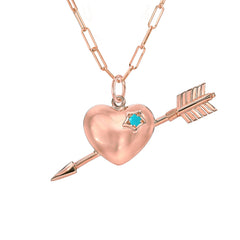 14K Gold Turquoise Pierced Heart Charm Necklace