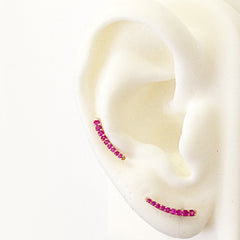 14K Gold Pink Sapphire Climber Arch Earrings