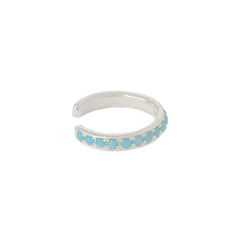 14K Gold Full Pavé Turquoise Round Hoop Ear Cuff