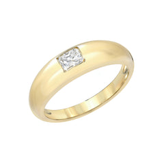 14K Gold Princess Cut Diamond Solitaire Domed Stack Ring ~ LIMITED EDITION