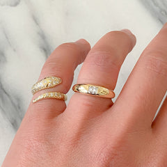 14K Gold Princess Cut Diamond Solitaire Domed Stack Ring, LIMITED EDITION ~ In Stock!