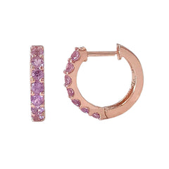 14K Gold Purple Sapphire Thick Huggie Hoop Earrings (11.5mm x 8.25mm)