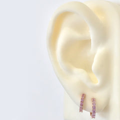 14K Gold Purple Sapphire Thick Huggie Hoop Earrings (11mm x 6mm)