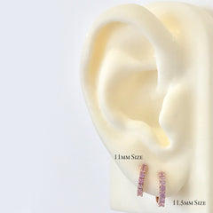 14K Gold Purple Sapphire Thick Huggie Hoop Earrings (11mm x 6mm)