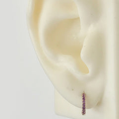 14K Gold Pavé Purple Sapphire Medium Size (10mm) Huggie Hoop Earrings