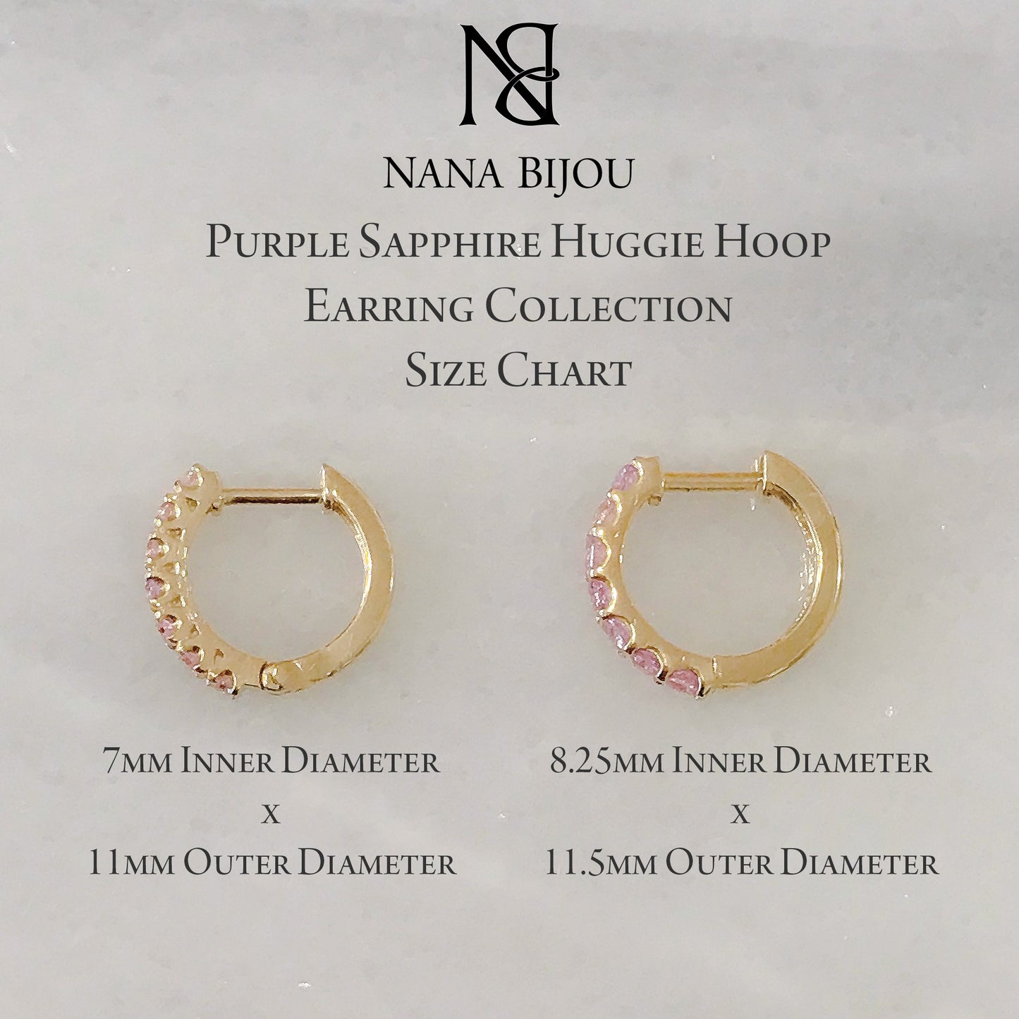 14K Gold Powder Pink Sapphire Thick Huggie Hoop Earrings (11.5mm x 8.25mm)