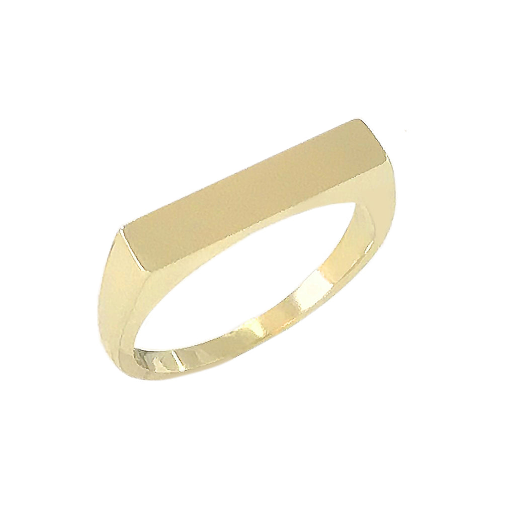 14K Gold Engravable Rectangle Signet Ring, Small Size