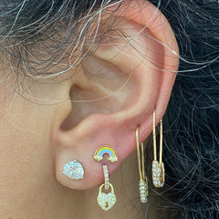 14K Gold Enamel Rainbow Cloud Stud Earrings