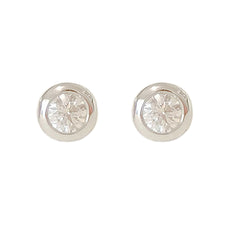 14K Gold 2.5mm Solitaire Diamond Round Bezel Set Stud Earrings