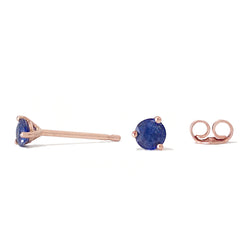 14K Gold Solitaire 3mm Blue Sapphire Martini Stud Earrings