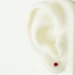 14K Gold Solitaire 3mm Ruby Martini Stud Earrings
