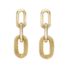 14K Gold Rope Detail Thick Oval Link Chain Dangle Stud Earrings ~ LIMITED EDITION