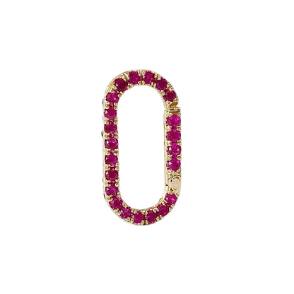 14K Gold Ruby Elongated Oval Charm Enhancer ~ Large Size