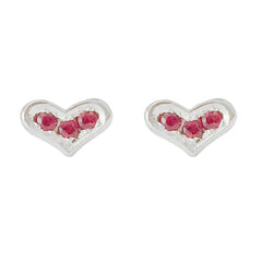 14K Gold Pavé Ruby XS Sweetheart Stud Earrings