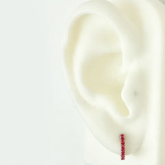 14K Gold Ruby Thick Huggie Hoop Earrings (11mm x 6mm)