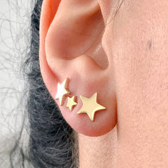 14K Gold Star Stud Earrings ~ Small Size