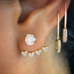 14K Gold Pavé Diamond Safety Pin Earring