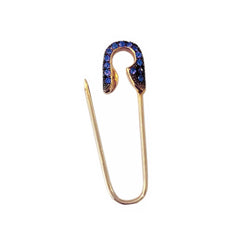 14K Gold Pavé Sapphire Safety Pin Earring