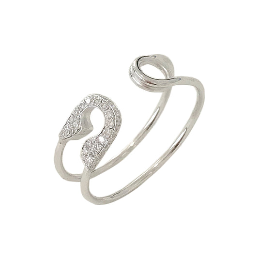 14K Gold Pavé Diamond Safety Pin Ring