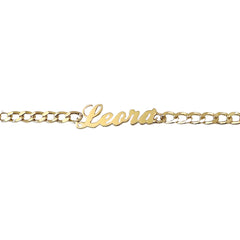 14K Gold Mini Nameplate Bracelet ~ Script Font