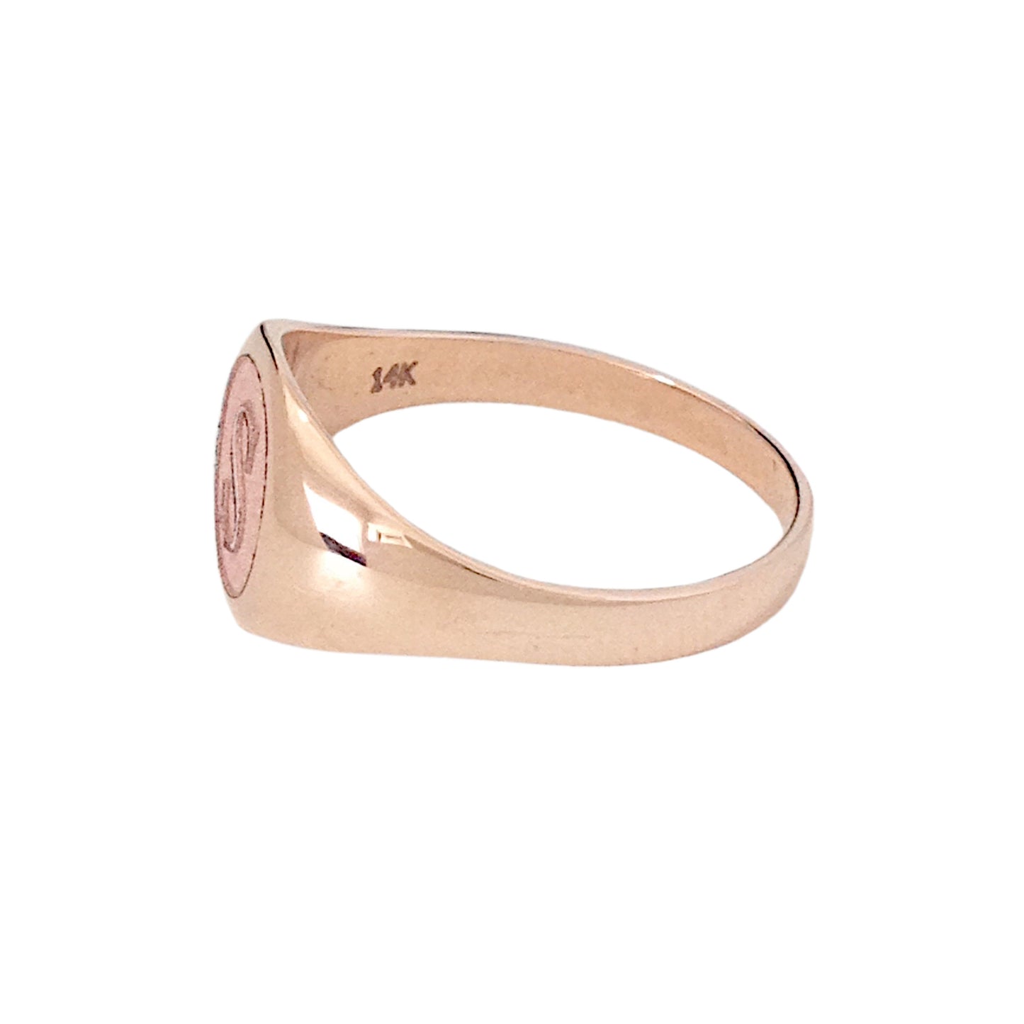 14K Gold Raised Initial Letter Signet Ring