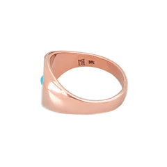 14K Gold Star Set Turquoise Round Signet Ring