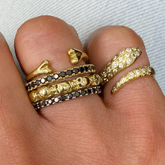 14K Gold Diamond Snake Wrap Bypass Ring