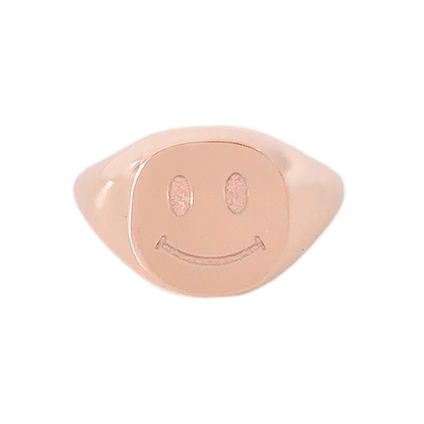 14K Gold Smiley Face Signet Ring