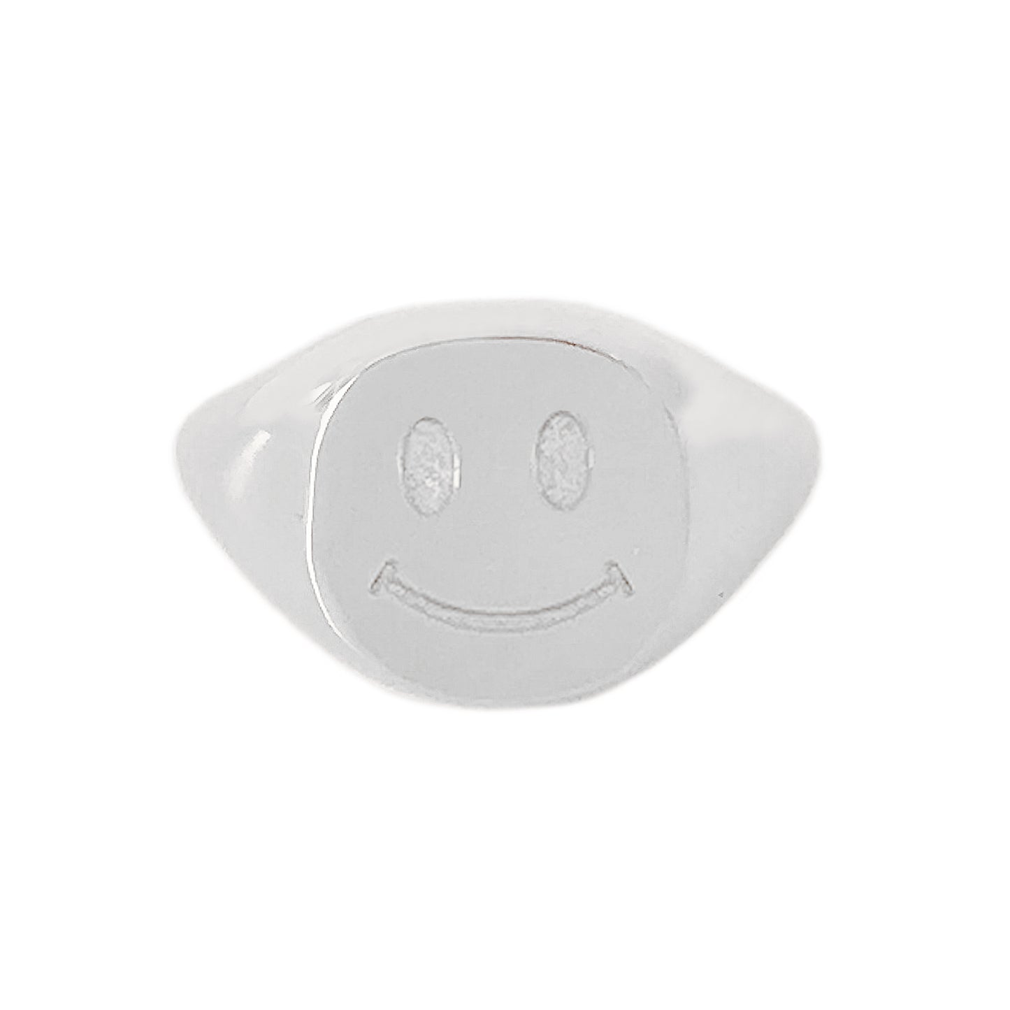 14K Gold Smiley Face Signet Ring